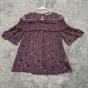 Babydoll Sheer Blouse M Mauve Romantic Soft Girl Boho Prairie Feminine Flowy